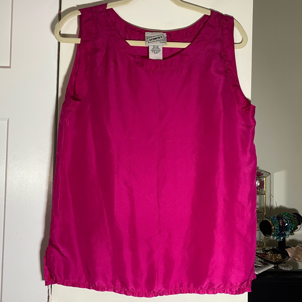 Evidence Vtg Pure Silk Tank Medium EUC Pink
